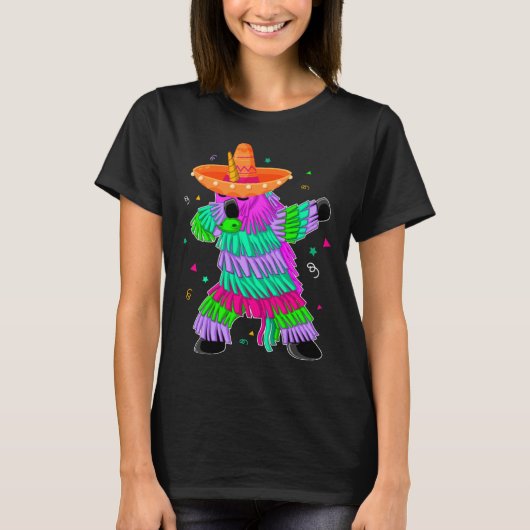 Dabbing Unicorn Pinata Mexican Fiesta Cinco De May T-Shirt (Vorderseite)