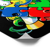 Dabbing Unicorn Puzzle Piece Autismus Bewusstsein Poster (Ecke)