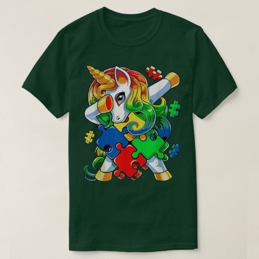 Dabbing Unicorn Puzzle Piece Autismus Bewusstsein  T-Shirt (Design vorne)
