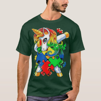 Dabbing Unicorn Puzzle Piece Autismus Bewusstsein  T-Shirt