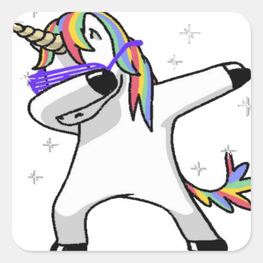 Dabbing Unicorn Quadratischer Aufkleber (Vorderseite)
