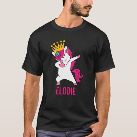 Dabbing Unicorn Queen Personalisiert ELODIE T-Shirt (Vorderseite)