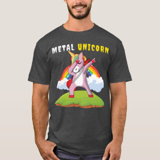 Dabbing Unicorn Rainbow Metal Music Heavy Rock fri T-Shirt