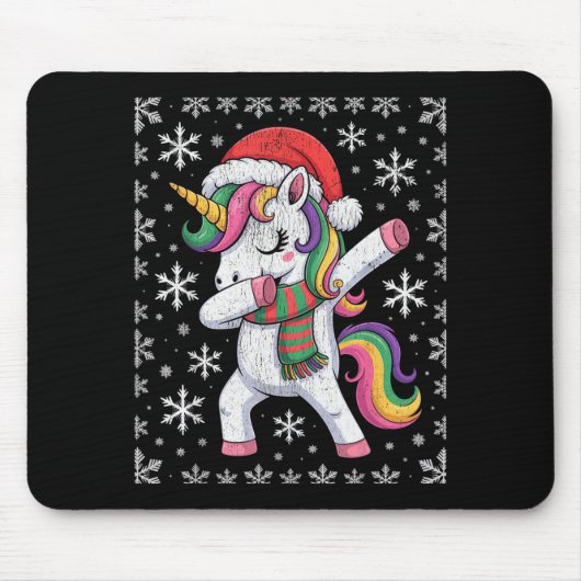 Dabbing Unicorn Santa Hat Christmas Xmas Dab  Mousepad (Vorne)