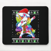 Dabbing Unicorn Santa Sweater Christmas Ugly Kids Mousepad (Vorne)