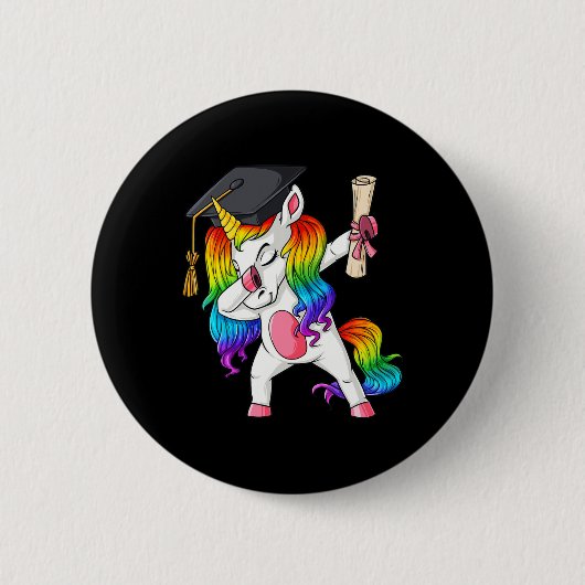 Dabbing Unicorn School Abschluss Dab Girls Kinder Button (Vorderseite)