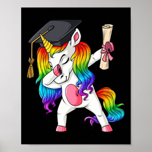 Dabbing Unicorn School Abschluss Dab Girls Kinder  Poster (Vorne)