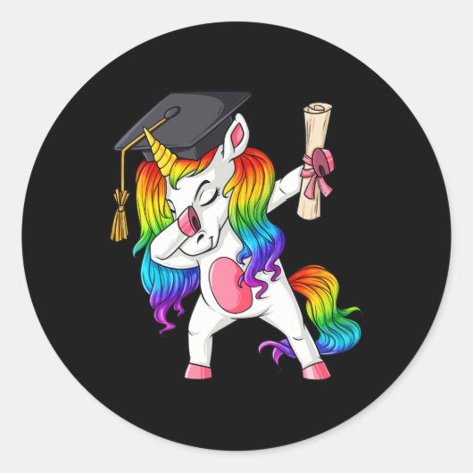 Dabbing Unicorn School Abschluss Dab Girls Kinder  Runder Aufkleber (Vorderseite)