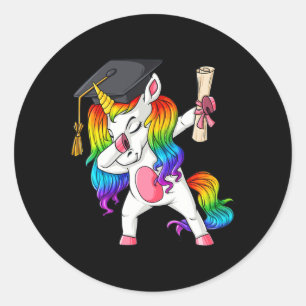 Dabbing Unicorn School Abschluss Dab Girls Kinder Runder Aufkleber