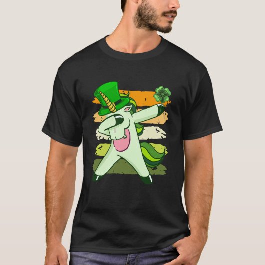 Dabbing unicorn shamrock St Patrick's Day 1 T-Shirt (Vorderseite)