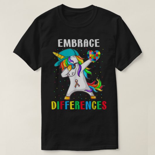 Dabbing Unicorn Shirt Differenzen Embrace ADHD Aut (Design vorne)
