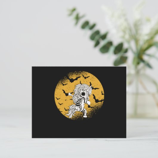 Dabbing Unicorn Skeleton Halloween Dab Dance Scary Postkarte (Stehend Vorderseite)