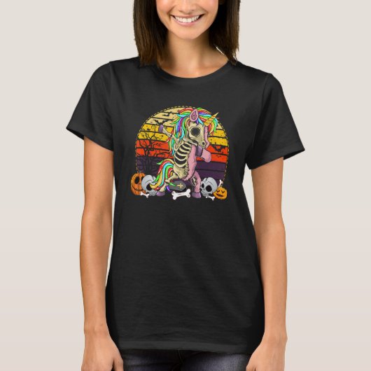 Dabbing Unicorn Skeleton Halloween Girls Dab T-Shirt (Vorderseite)