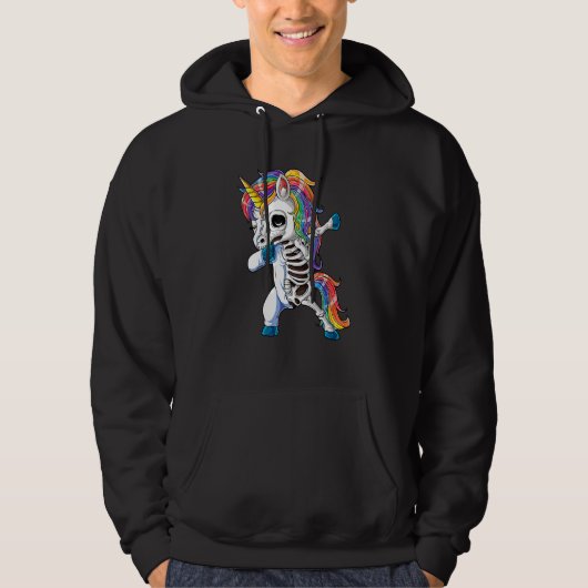 Dabbing Unicorn Skeleton Skulls Halloween Boys Gir Hoodie (Vorderseite)