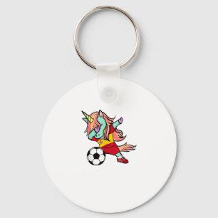 Dabbing Unicorn Soccer Spanien Jersey Shirt Spanis Schlüsselanhänger