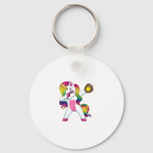 Dabbing Unicorn Softball Girls - T - Shirt Schlüsselanhänger