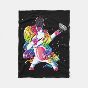 Dabbing Unicorn Spielen Badminton Player Lover Mat Fleecedecke