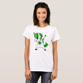 Dabbing Unicorn St. Patricks Day Green Kleeblatt T-Shirt (Vorne ganz)