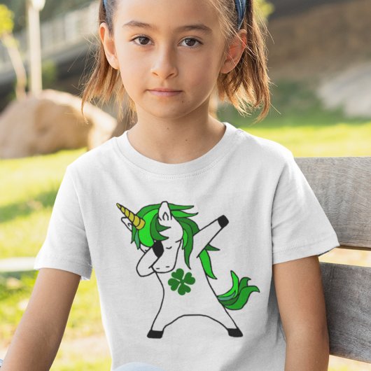 Dabbing Unicorn St. Patricks Day Green Kleeblatt T-Shirt