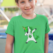 Dabbing Unicorn St. Patricks Day Green Kleeblatt T-Shirt