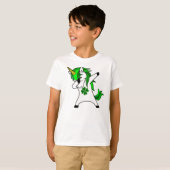 Dabbing Unicorn St. Patricks Day Green Kleeblatt T-Shirt (Vorne ganz)