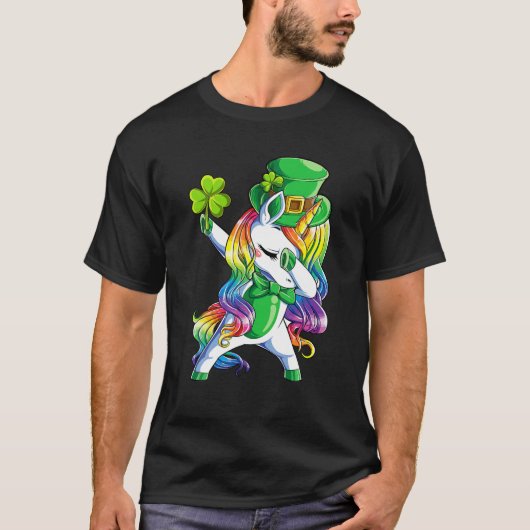 Dabbing Unicorn St Patricks Day Leprechaun Leprico T-Shirt (Vorderseite)