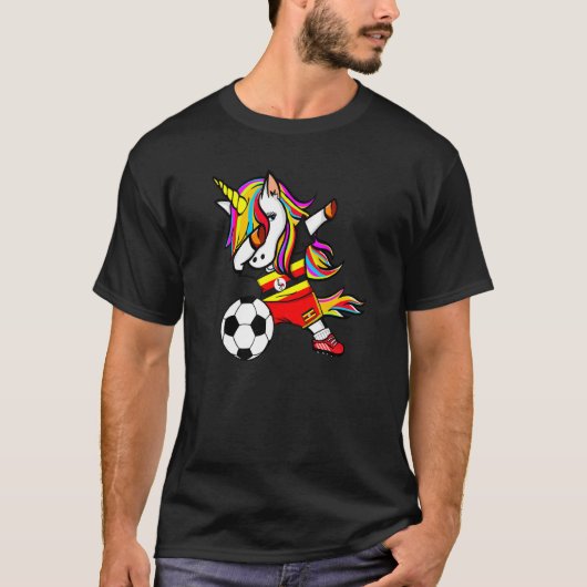Dabbing Unicorn Uganda Football Ugandan Flag Socc T-Shirt (Vorderseite)