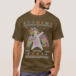 Dabbing Unicorn Ugly Christmas Sweater Rainbow T-Shirt