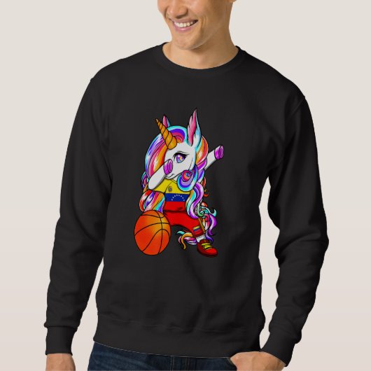 Dabbing Unicorn Venezuela Basketball Fans Jersey B Sweatshirt (Vorderseite)