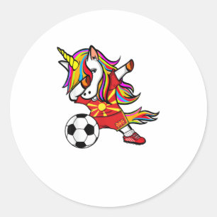 Dabbing Unicoron Mazedonien Soccer Fans Jersey Mac Runder Aufkleber