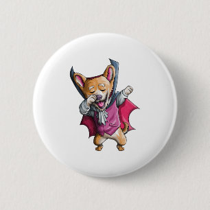 Dabbing Vampir Corgi Süßer Halloween Corgi Lustig Button