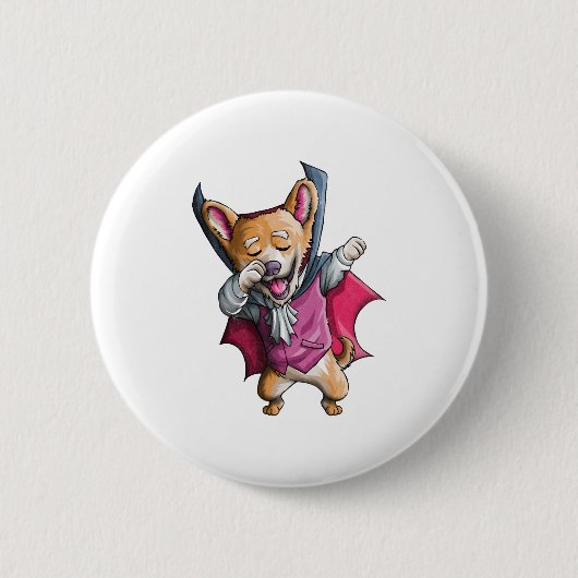 Dabbing Vampire Corgi Niedlich Halloween Corgi Fun Button (Vorderseite)