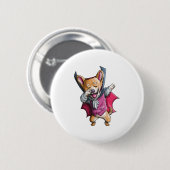 Dabbing Vampire Corgi Niedlich Halloween Corgi Fun Button (Vorne & Hinten)