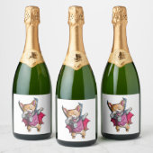 Dabbing Vampire Corgi Niedlich Halloween Corgi Fun Schaumweinetikett (Flaschen)