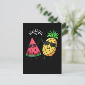 Dabbing Watermelon Ananas Kawaii Sommer Früchte Postkarte (Stehend Vorderseite)
