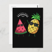 Dabbing Watermelon Ananas Kawaii Sommer Früchte Postkarte (Vorne/Hinten)