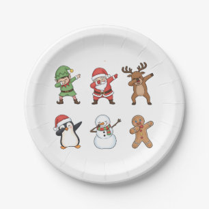 Dabbing Weihnachten Santa Penguin Rudolph Snowman Pappteller