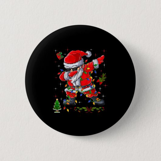 Dabbing Weihnachtsbaumleuchten Weihnachtsmänner Ki Button (Vorderseite)