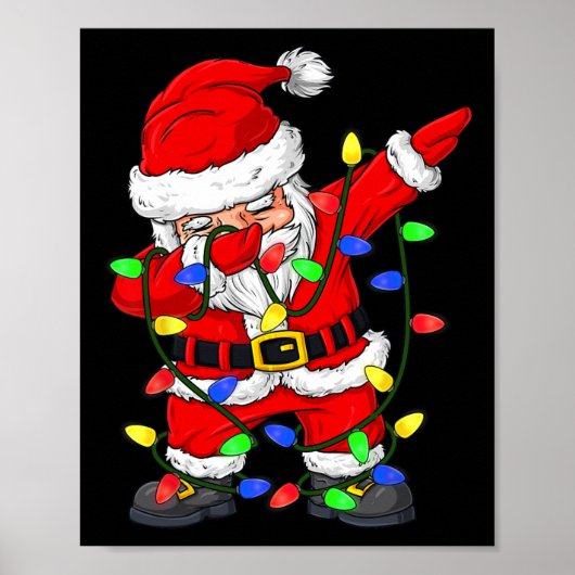 Dabbing Weihnachtsbaumleuchten Weihnachtsmänner Ki Poster (Vorne)