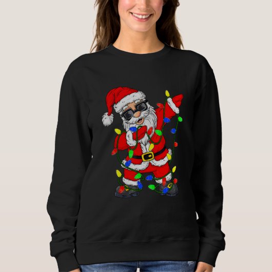 Dabbing Weihnachtsmann Baumlichter Weihnachten Jun Sweatshirt (Vorderseite)