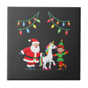 Dabbing Weihnachtsmann Elf Einhorn Weihnachten Kin Fliese