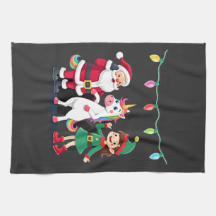 Dabbing Weihnachtsmann Elf Einhorn Weihnachten Kin Geschirrtuch