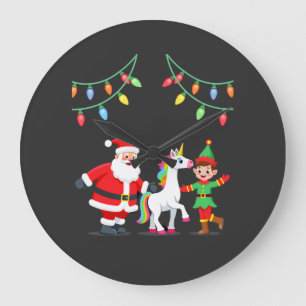 Dabbing Weihnachtsmann Elf Einhorn Weihnachten Kin Große Wanduhr