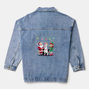Dabbing Weihnachtsmann Elf Einhorn Weihnachten Kin Jeansjacke