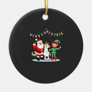 Dabbing Weihnachtsmann Elf Einhorn Weihnachten Kin Keramik Ornament