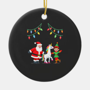 Dabbing Weihnachtsmann Elf Einhorn Weihnachten Kin Keramik Ornament