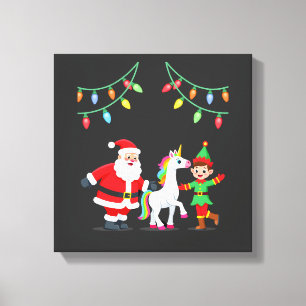 Dabbing Weihnachtsmann Elf Einhorn Weihnachten Kin Leinwanddruck