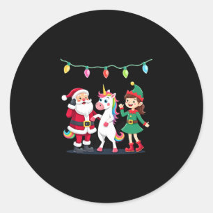 Dabbing Weihnachtsmann Elf Einhorn Weihnachten Kin Runder Aufkleber