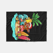 Dabbing Weihnachtsmann Lebkuchen Flamingo am Stran Fleecedecke (Vorderseite (Horizontal))