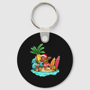 Dabbing Weihnachtsmann Lebkuchen Flamingo am Stran Schlüsselanhänger